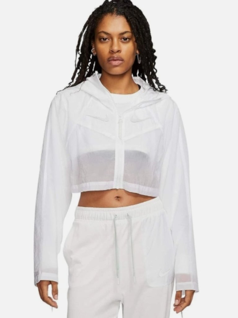 Nike Sportswear Women's Cropped Woven Windbreaker Jacket (White) Size 2xl